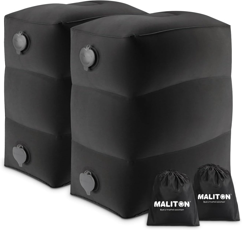 Maliton Airplane Footrest Inflatable Foot Rest Kids Black 3 Height Adjustments