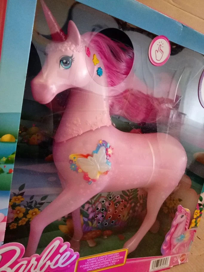 Barbie Sparkle Lights Toy Unicorn 20 Interactive Combos Lights Sounds 3+ New