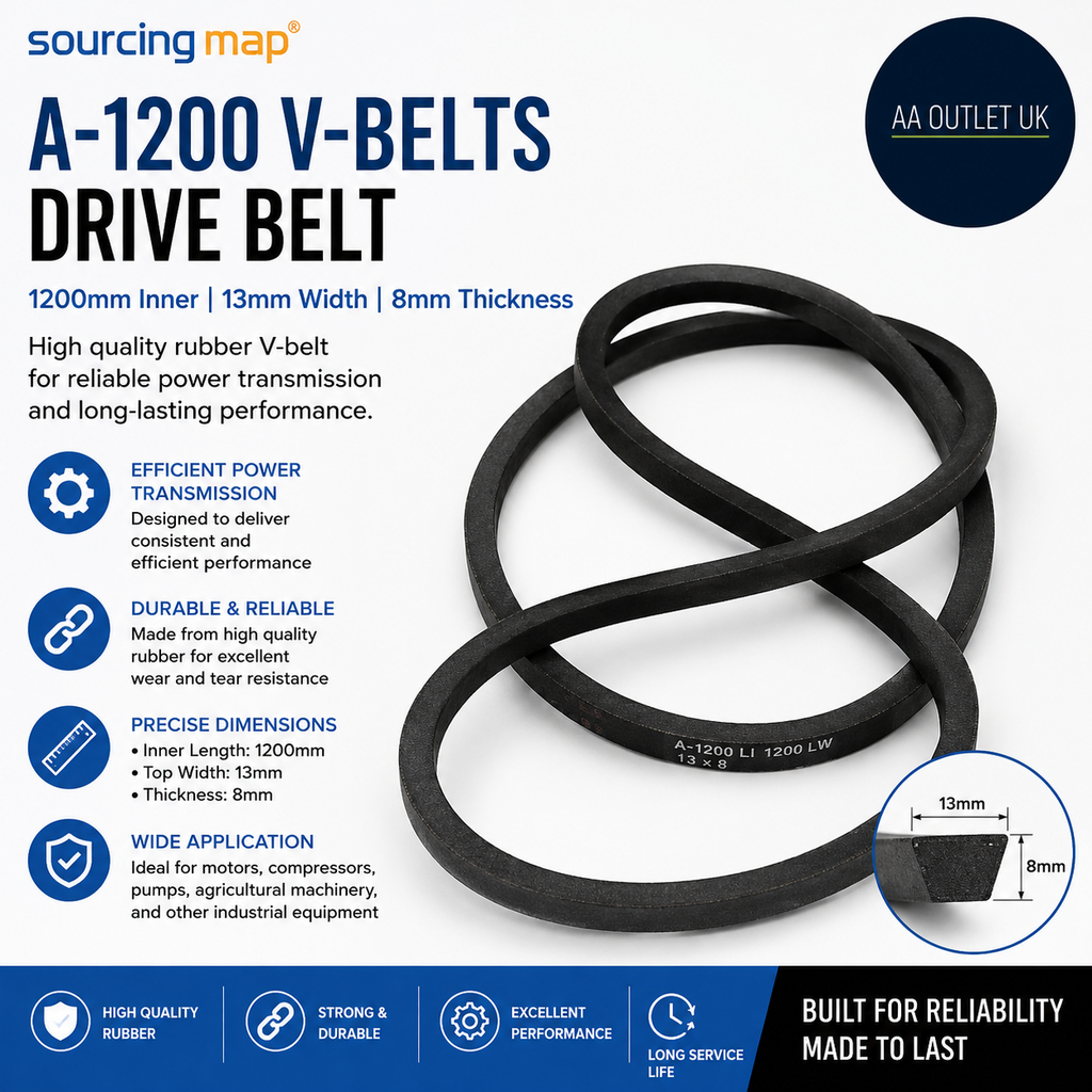 Sourcing Map A1200 V Belts Drive Belt 1200mm Inner 13mm Width 8mm Thickness
