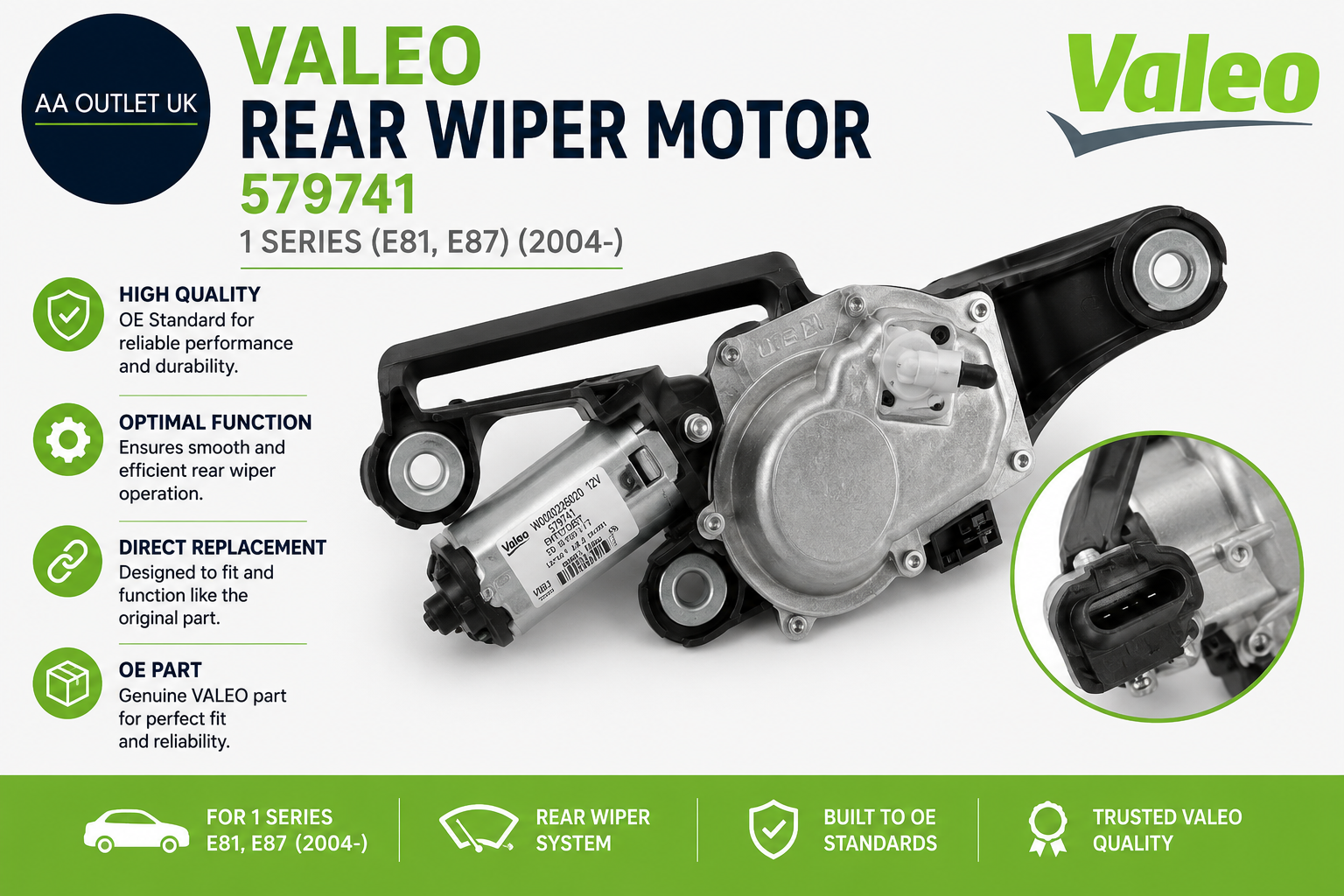 VALEO Wiper Motor Rear 579741 1 SERIES E81 E87 2004 AD KUHNER DRL656V ALANKO