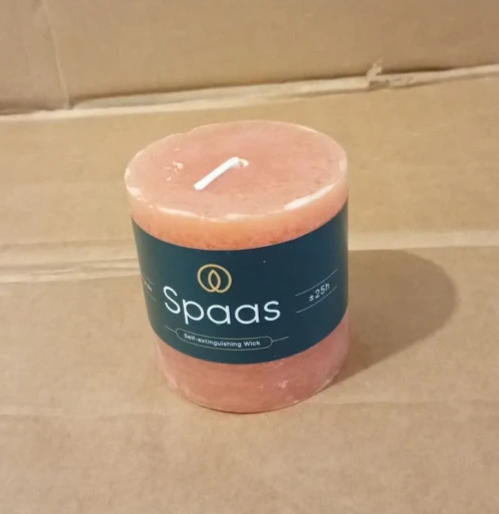 Spaas Orange Rustic Pillar Candle 70mm x 70mm 25h Long Burn Decorative New