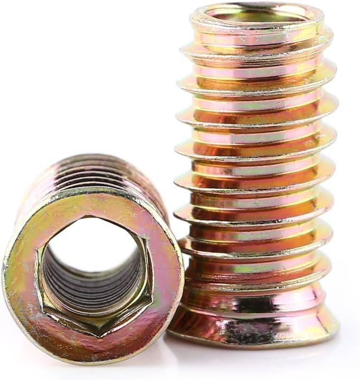 Mawmuaw M8x25mm Threaded Inserts Wood 30pcs Zinc Alloy Hex Drive Threaded New