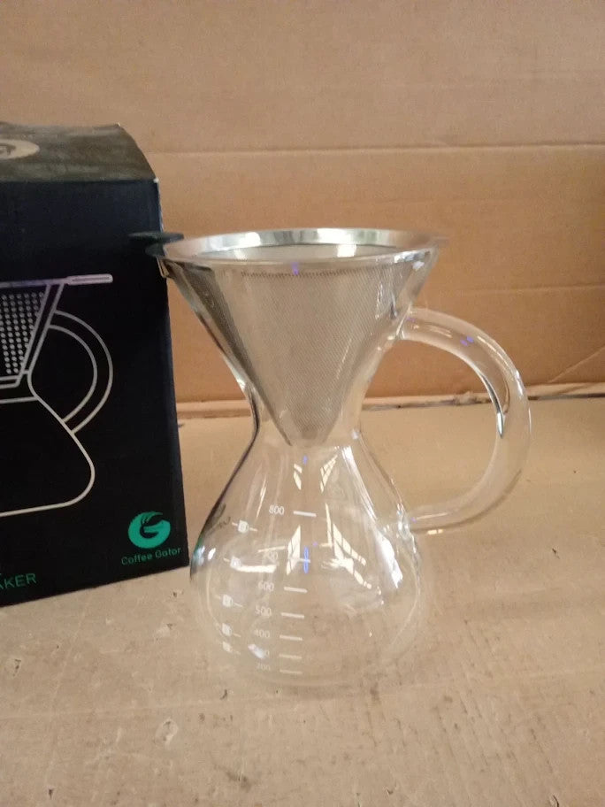 Coffee Gator Pour Over Coffee Maker 27oz High Heat Borosilicate Glass 800ml New