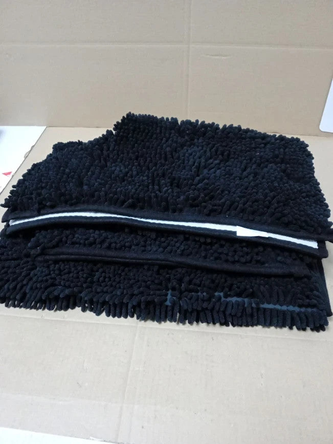 Black Chenille Microfiber Bath Mat Non Slip Bathroom Rug Soft Absorbent
