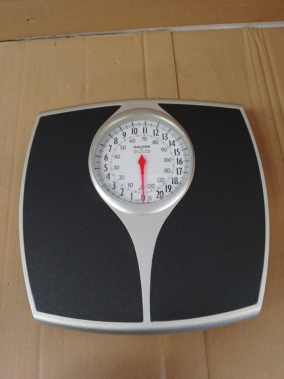 Salter Mechanical Bathroom Scales Black Easy Read 5.5x30x30cm 135kg Capacity