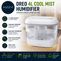 Dreo Humidifier Bedroom Baby 4L Cool Mist Supersized Home 28 dB Quiet Air White