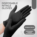 PRAIMA Black Nitrile Disposable Glove Medium Heavy Duty Durable Strong Latex New