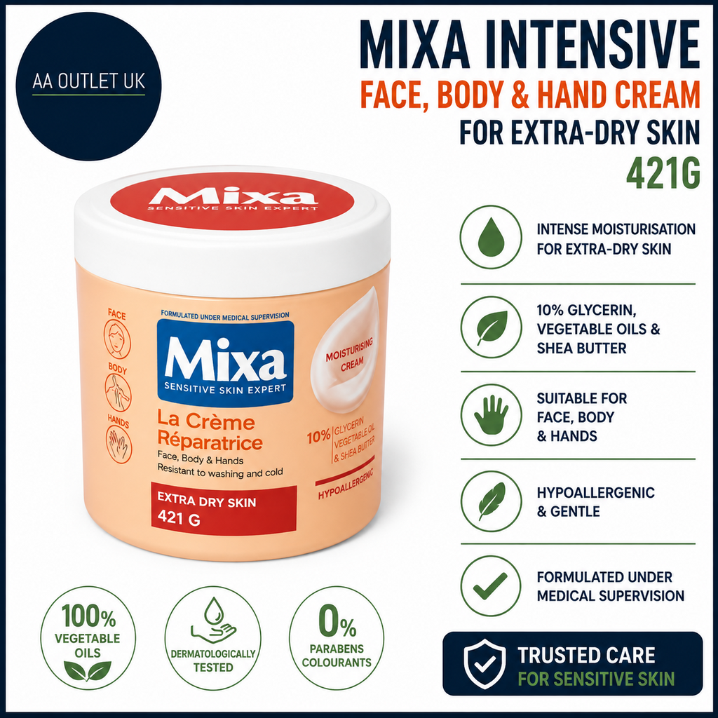 Mixa Intensive Face Body Hand Cream For Extra Dry Skin 100% Vegetable Oil