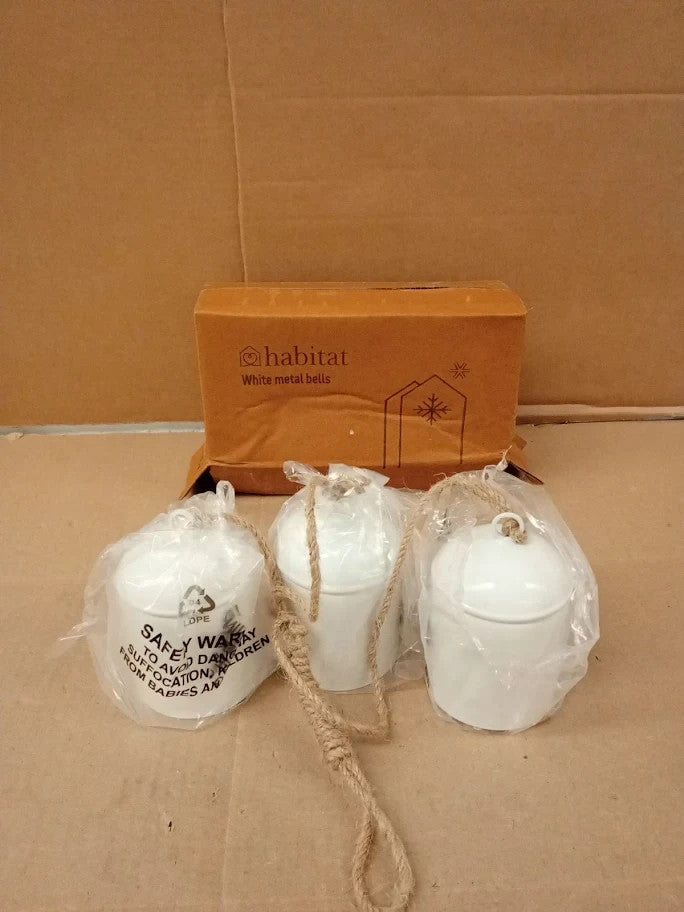 Habitat White Metal Bells Decoration Set Of 3