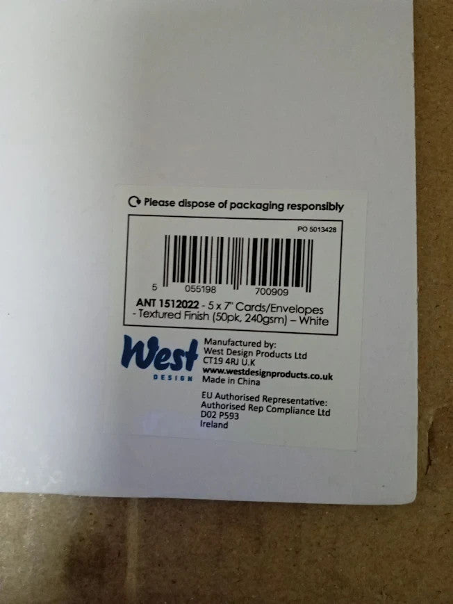 Anitas Plain Blank Cards Envelopes 5x7in White 240gsm Home Wedding Craft New