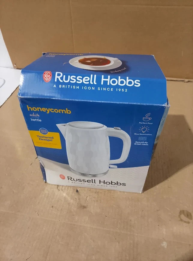 Russell Hobbs Honeycomb Electric 1.7L Cordless Kettle Fast Boil 3000W White