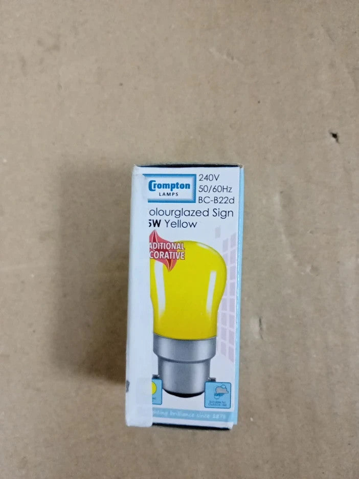 Crompton Pygmy 240V 15W B22d Yellow B22 15 W Incandescent Dimmable