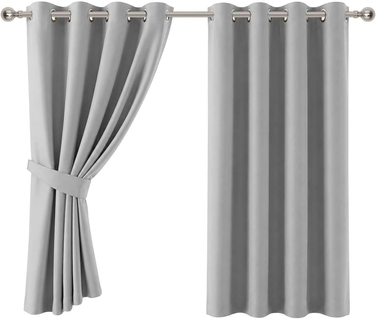 Aspire Homeware Blackout Curtains Bedroom Light Grey Eyelet 137.2x116.8cm New