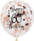 60th Birthday Balloons Rose Gold Banner Triangle Flag Decoration New