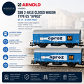 Arnold HN6683 SBB 2 Unit Pack Axle Closed Wagon Type Gs APROZ Blue 5+