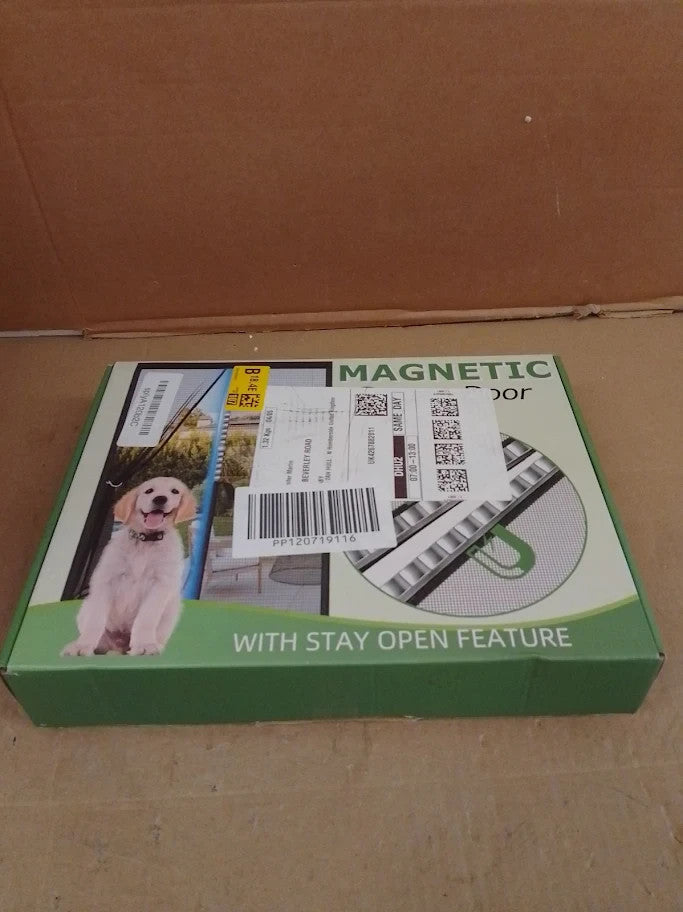 Magnetic Fly Screen Door Mesh With Full Length Magnets No Gap 35x82in Black New