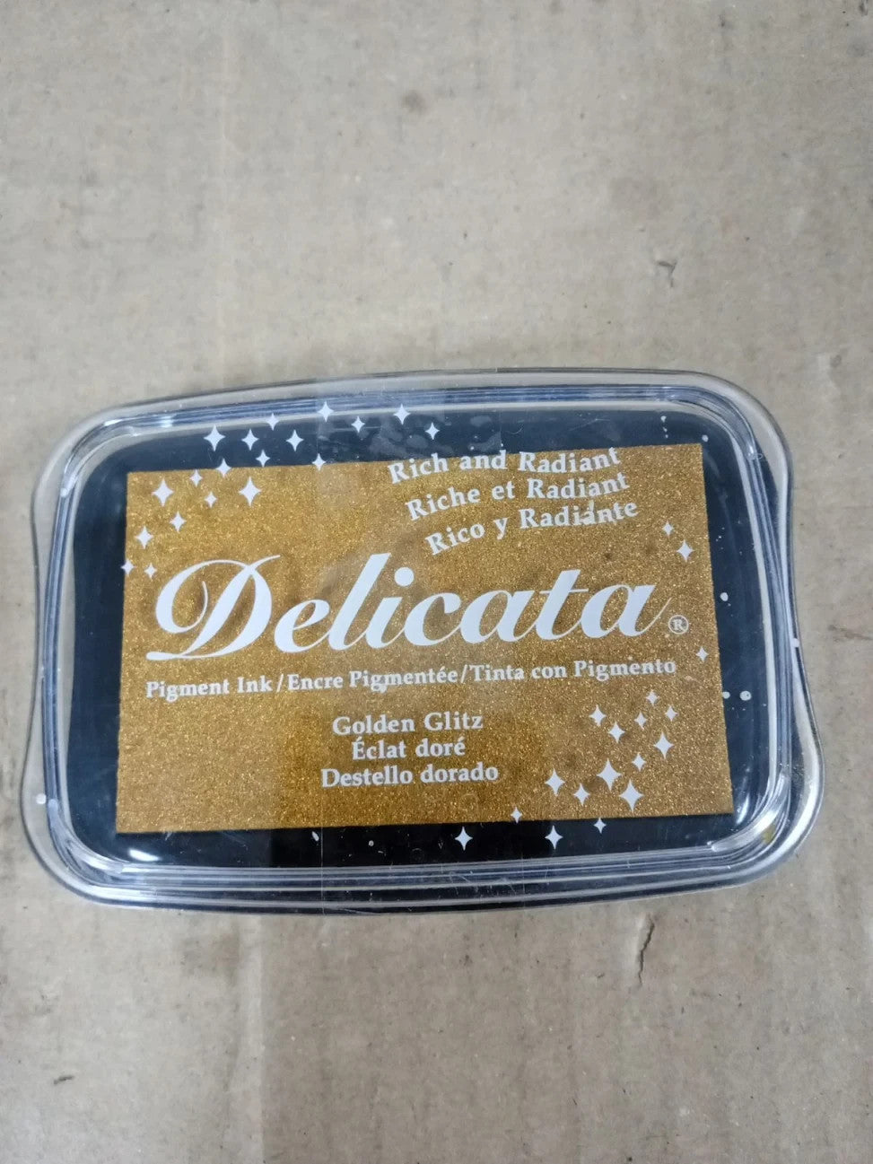 Tsukineko Delicata Ink Pad Stamping Gold Glitz Large Water Base Archival