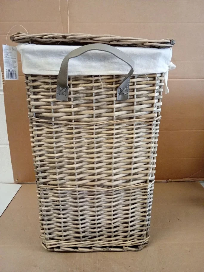 Argos Home Willow Laundry Basket Wicker Frame Grey 56x35x35cm New