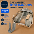 BPC Fixings Galvanised Standard Leg Timber Timber Joist Hanger 50 Pieces 47mm