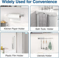 Paper Towel Holder Under Cabinet Self Adhesive Drilling Silver 31x4.5cm New