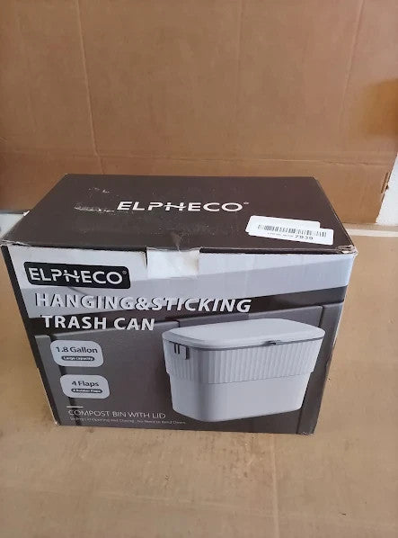 Elpheco Hanging Small Waste Bin Lid Cabinet Door Kitchen 7L 26.7x15.2x21.6cm New