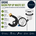 Grohe Basin Pop Up Waste Set 1 1/4in Chrome Tap Drain Plug Rod Accessories