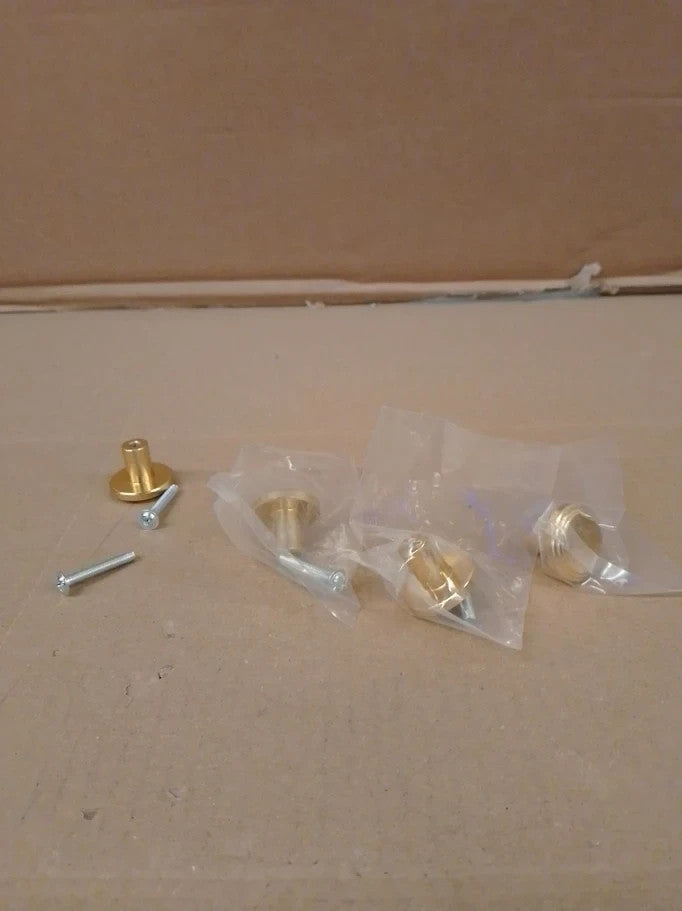 Moxyoy 4pc Round Cabinet Knobs 25mm Dresser Drawer Gold Brass Single New
