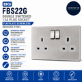 BG FBS22G Double Switched 13A Plug Socket Flatplate Screwless Brushed Steel