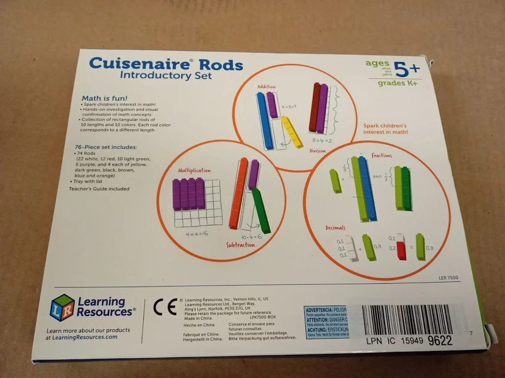 Learning Resources Cuisenaire Rods Plastic Introductory Set White Design New