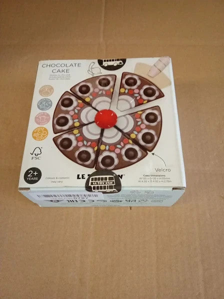 Le Toy Van Childrens Wooden Honeybake Chocolate Gateau Cake Food Pretend Toy New