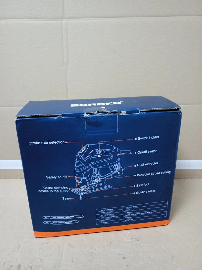 SORAKO 600W Corded Jigsaw Wood Metal 800-3000SPM 6Speeds +3 Orbital New