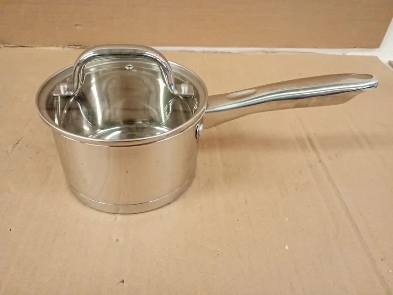 Homikit Saucepan Stainless Steel Tri Ply Base Milk Pan Glass Lid 14x14x10cm
