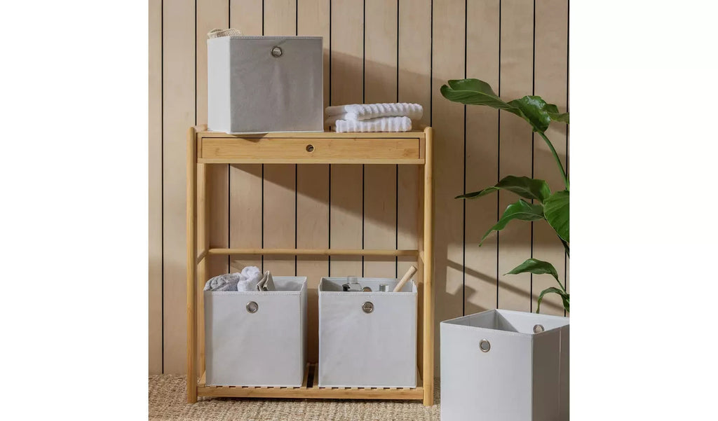 Argos Home Square Storage Boxes Off White Organiser Baskets Durable Design New