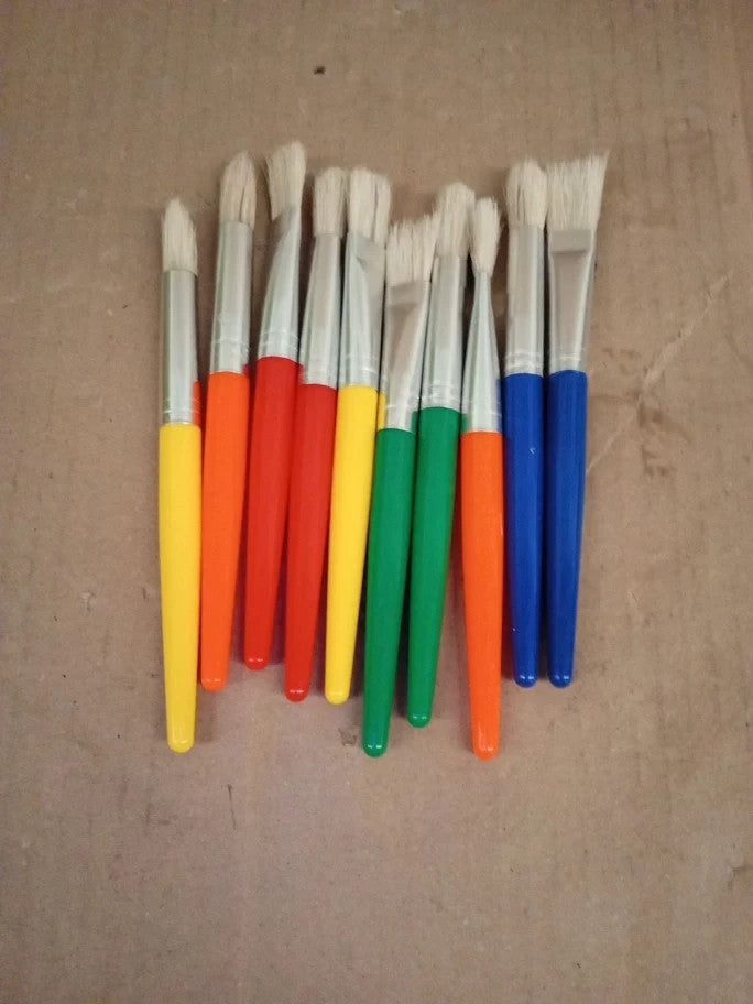 10pcs Kids Paint Brushes Colorful For Watercolor Acrylic Paints Multicolor New