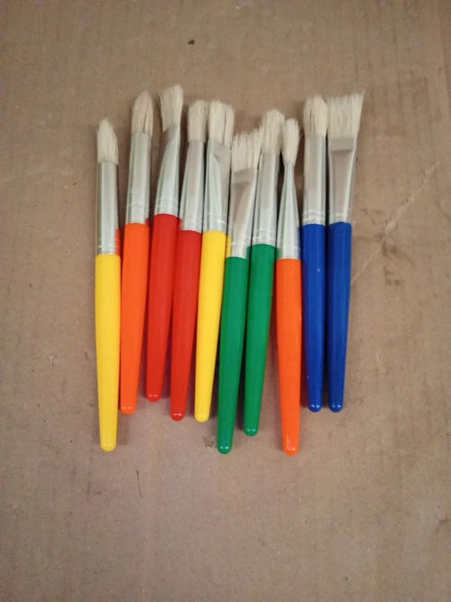10pcs Kids Paint Brushes Colorful For Watercolor Acrylic Paints Multicolor New
