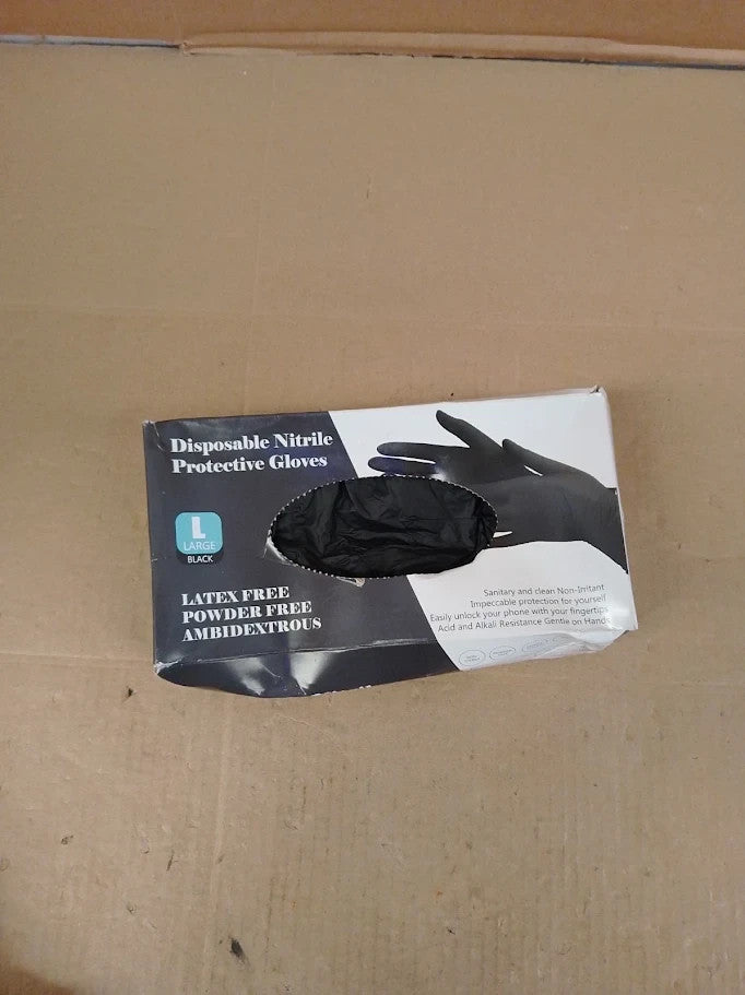 Praima Black Nitrile Disposable Gloves Latex Free Powder Pack 100 Large New