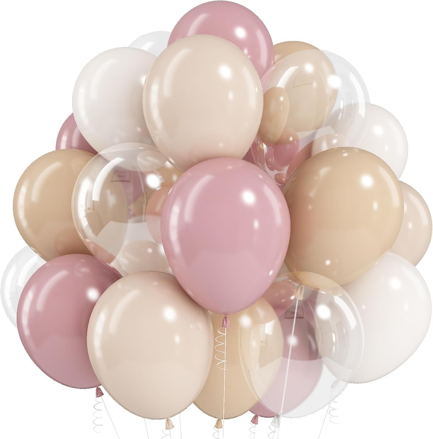 Hilavo Retro Pink White Balloons 60 Pcs 12in  Dusty Blush Sand Nude Cream New