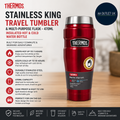 Thermos Stainless King Travel Tumbler Multi Purpose Flask 470ml Hot Cold Red