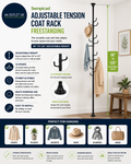 Sempicad Coat Rack Freestanding 56 to 125inch Adjustable Tension Rod Hanger