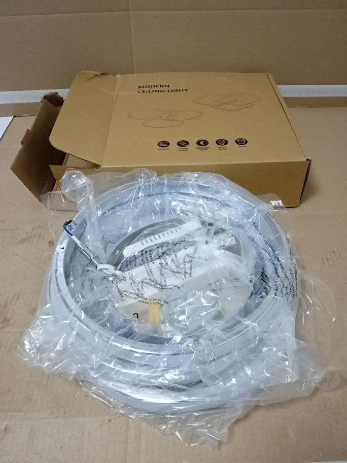 Eidisuny Modern Ceiling Light LED 48cm 45W Silver Dimmable 3000K To 6500K New