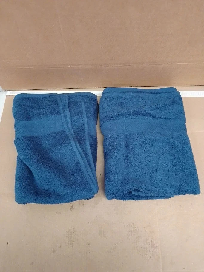 Large Bath Towels 2 Pieces 100% Ring Spun Egyptian Cotton Navy Blue New
