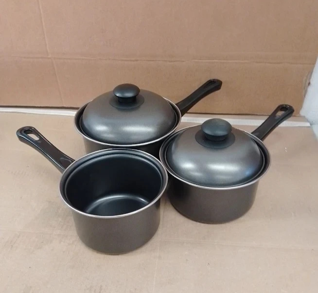 Home Essentials 3 Pieces Non Stick Carbon Steel Pan Set Kitchen Cookware Set