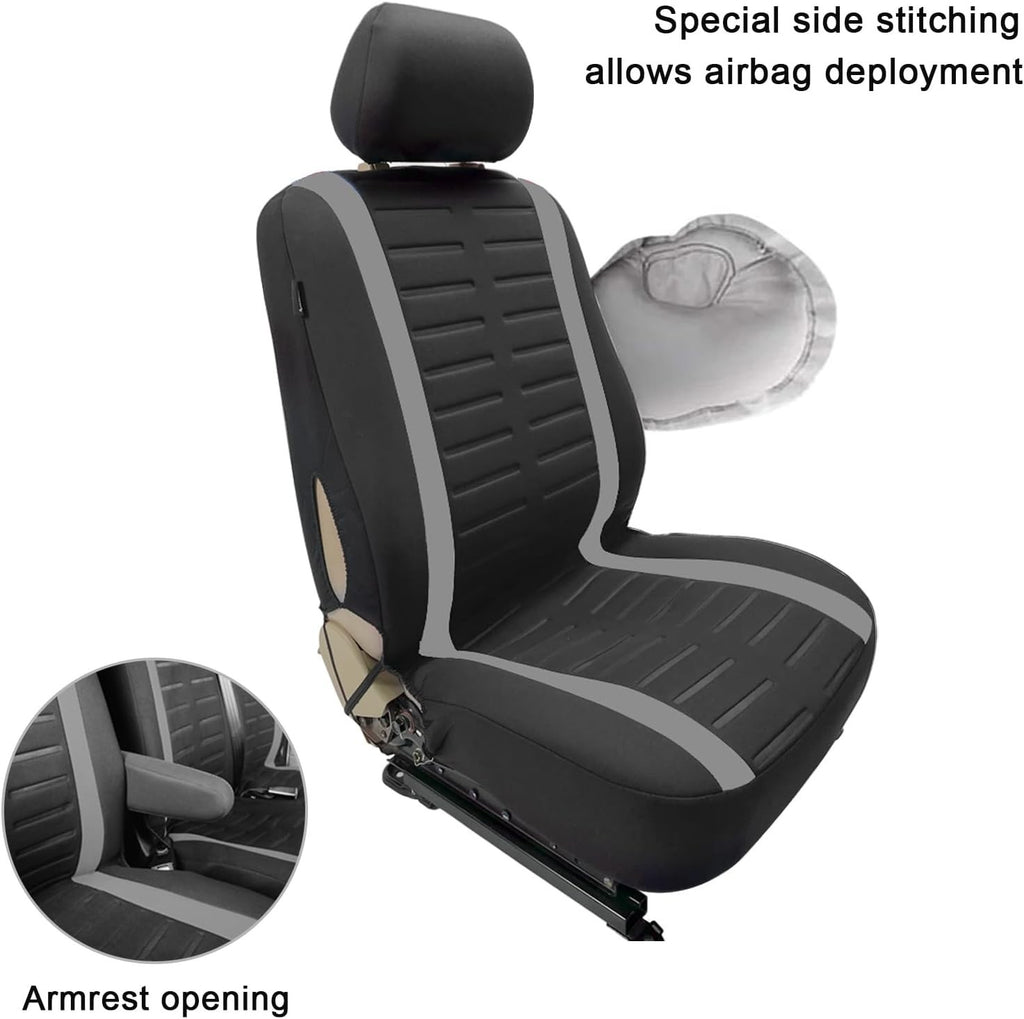 TOYOUN 3D Stripe Van Seat Covers Universal Fit Front Single Double Grey New