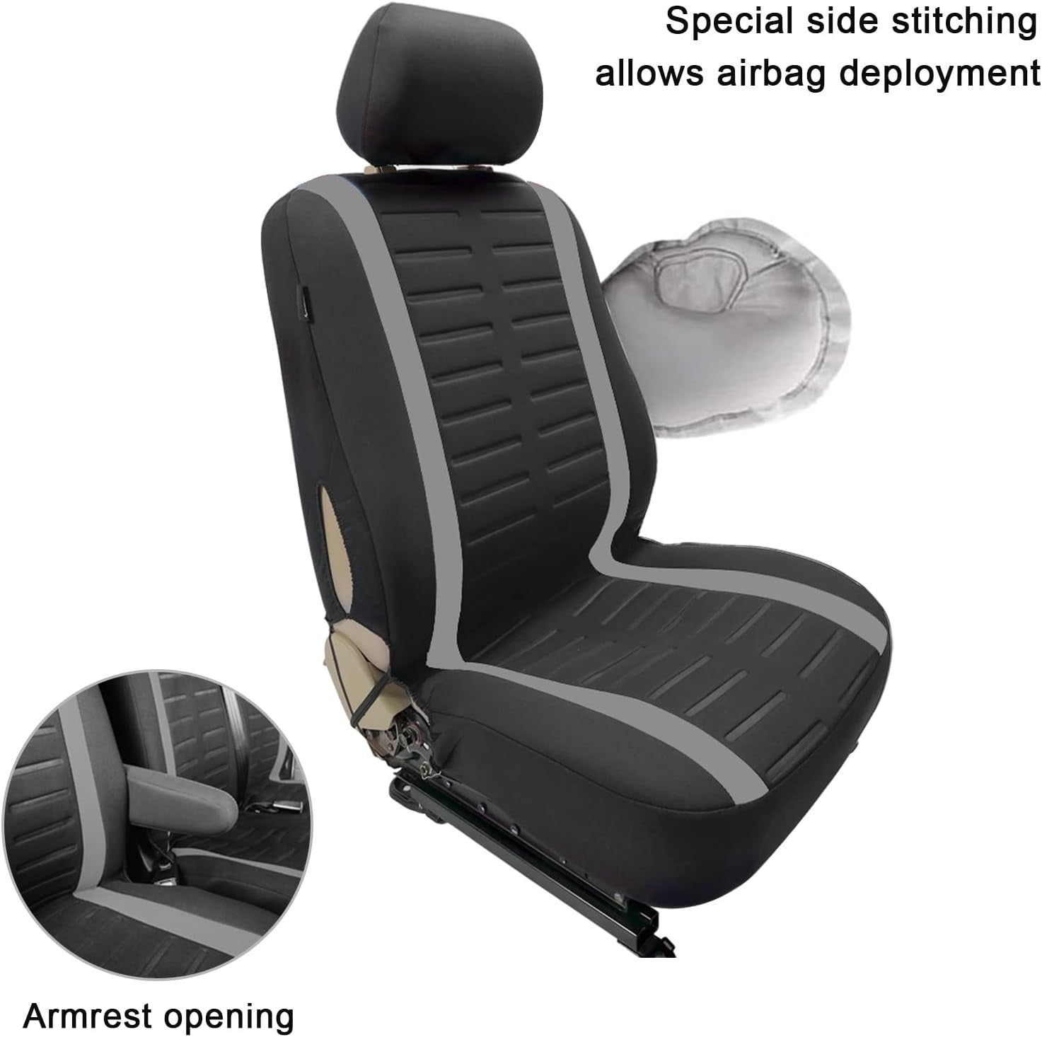 TOYOUN 3D Stripe Van Seat Covers Universal Fit Front Single Double Grey New