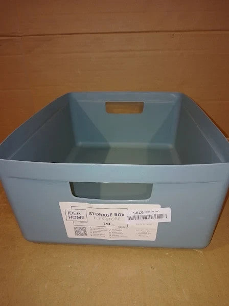 Idea Home Flexistore Storage Box 19L Durable Organizer Lid Handles Denim Blue