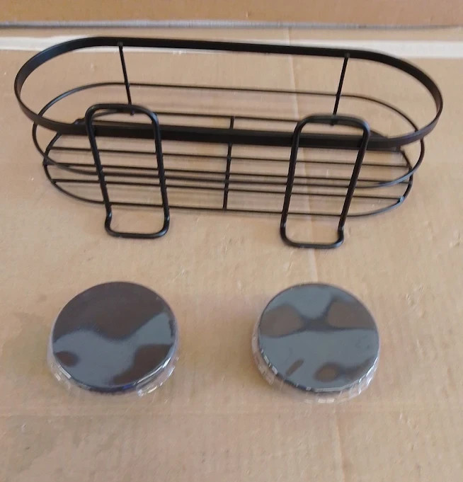 Argos Home Black Suction Shower Basket Wire Bathroom Corner Storage Caddy New