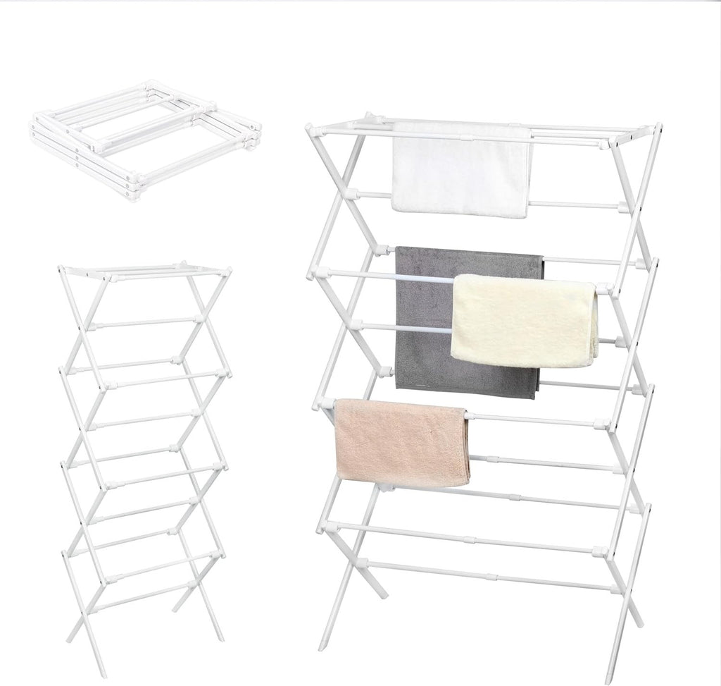 Loftey 4 Tier Extendable Clothes Airer Drying Rack With 13 Bars 28x44x124cm New