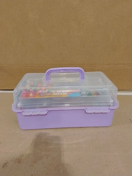 Blue Squid Arts Crafts Purple 2800pcs Deluxe Supplies Box 18 Compartment 4+ New