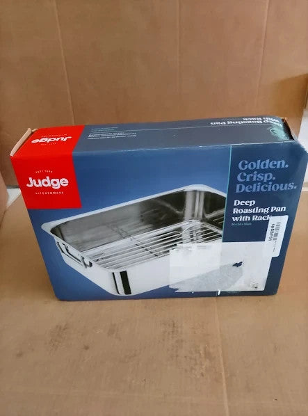 Judge Extra Large Stainless Steel Roasting Pan Rack Oven Safe 36x26x10cm New