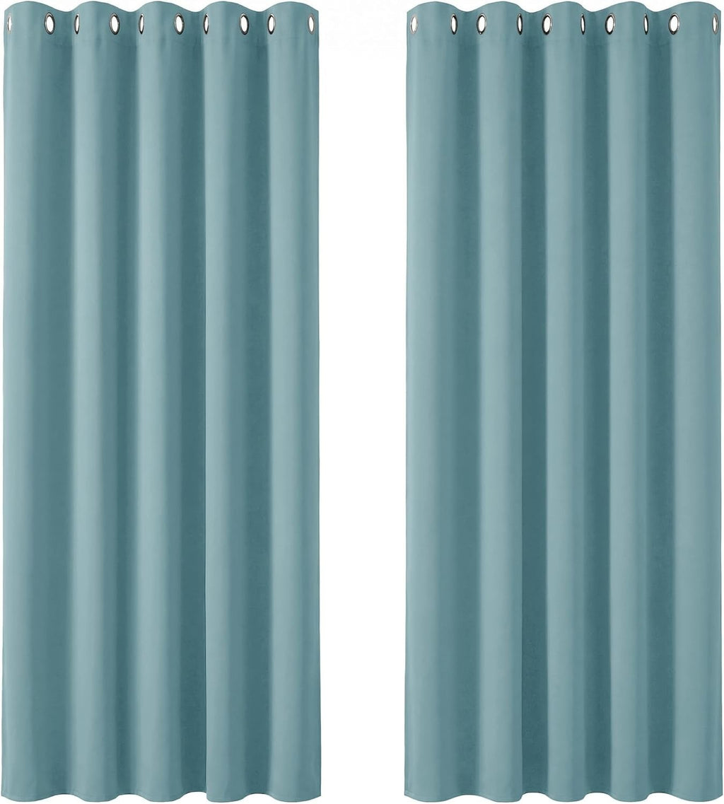 Deconovo Blue Soft Thermal Insulated Eyelet Blackout Curtains 2.29x1.68m New